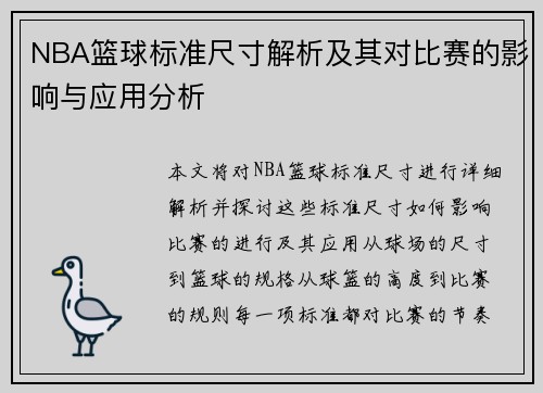 NBA篮球标准尺寸解析及其对比赛的影响与应用分析