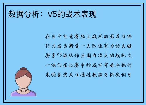 数据分析：V5的战术表现