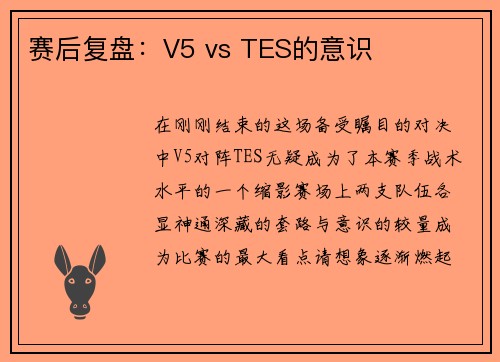 赛后复盘：V5 vs TES的意识